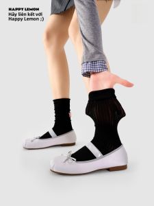 HAPPYLEMON | Tất cotton mỏng đến giữa bắp chân mùa hè cho nữ Miu Series Tất cotton co giãn mềm mại thoải mái thoáng khí