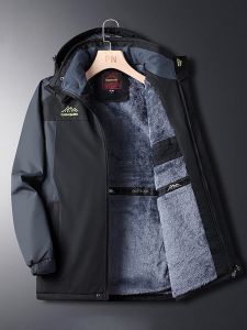 ROMON | Lomond Mens Fleece Lined Thickened Warm Hooded Cotton Jacket Autumn Winter Fashion Urban Style Standard Fit Zipper Decorated Coat