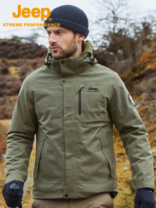 Jeep | Jeep Mens Outdoor Soft Shell Jacket Waterproof Breathable Warm Workwear Coat Professional Climbing Suit Detachable Hood