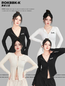 Áo Thun Nữ Dài Tay Thể Thao Khiêu Vũ Hip Hop Thường Ngày Thời Trang Xuân Thu Đông Cotton Pha Trộn Áo Thun Thường Ngày