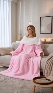 Heated Blanket With Sleeves Hood Foot Pocket Flannel Blanket 127x177cm Home Office Heating Blanket Wearable Integrated Blanket