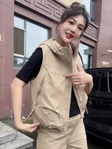 Casual Short Womens Vest Jacket Outerwear Spring Autumn Fashion Small Size Zipper Pocket Polyester Blend Casual Top
