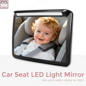 LED Headlight Baby Mirror with Remote 360° Rotating Shatterproof for Nighttime Infant Monitoring