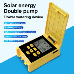 Solar Power Automatic Drip Irrigation System Dual Pump Water Timer Rain Sensor For Garden Plant Lawn Watering System