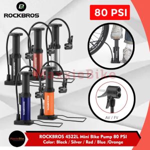 Murah ROCKBROS Pompa Sepeda Mini Portable Bike Pump 80 PSIPentil Kecil Besar AV/FV  Presta Schrader Keren