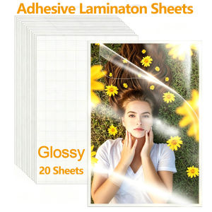 A4 Self-Adhesive Laminating Sheets - No Heat/Machine/ Self-Sealing Pouches for Instant Glossy for ID Badges Business Cards