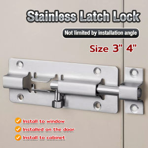 Seeko 3"/4" Stainless Latch Lock Sliding Lock Door Locks Anti-Theft Security Lock Hardware