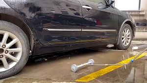 High Pressure Washer Road Scrubber Multifunctional Undercarriage Cleaner Stainless Steel Car Wash with 4 Nozzles 2 Swivel Caster Wheels
