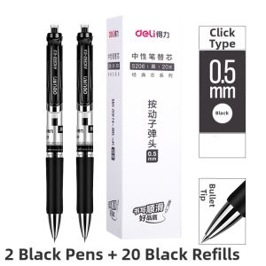deli | Auto Retractable Black Ink Pen 0.5mm
