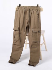 ROMON | Romon Mens Workwear Pants Thick Cotton Casual Style Autumn Winter Loose Fit Trousers Youthful Energy Washed Denim Long Trousers