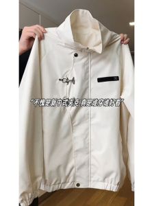 New Chinese Style Mens Jacket with Airplane Button Stand Collar Pilot Jacket Large Size Street Fashion High Street