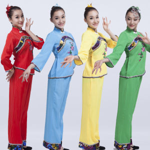 Classic Chinese Dance Costume New Style Yangko Outfit for Women Middle-aged and Elderly Summer Season Folk Performance Dress