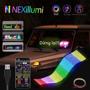 Màn Hình LED Ma Trận Điểm Ảnh 5V USB Hiển Thị RGB Linh Hoạt Điều Khiển Được Dùng Cho Hoạt Hình Chữ Chạy Trang Trí Xe Hơi Cửa Hàng Điều Khiển Bằng Ứng Dụng Bluetooth