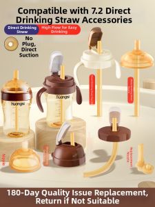HUANGSI | Direct Drinking Straw Sippy Nipple Gravity Ball Learning to Drink Four Season Handle Bottle Accessories