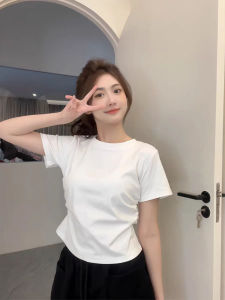 Design Sense Wrinkle Waist Tuck Short Sleeve T-shirt Cotton
