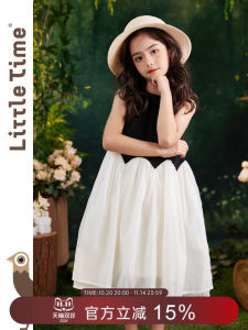 Váy Ngắn Cổ Điển Hepburn Little Time Cho Bé Gái Váy Công Chúa Thời Trang Váy Mùa Hè Cho Bé Gái Váy Đơn Màu Phong Cách Thường Ngày