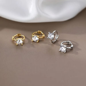 Vintage Shiny Zircon Small Hoop Earrings Women Simple Unique Earrings