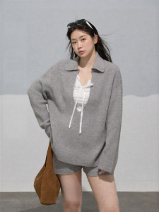 JULULOOK | Bộ Quần Short Và Áo Knit Cổ Rộng Dành Cho Size Lớn