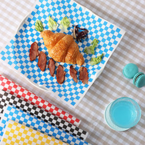 Oil-Absorbing Sheets Food Baking Hamburger Checkerboard Plaid Kitchen Fried Food Pad Paper Edible Sandwich Packaging Anti-Oil Paper