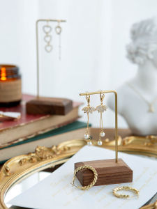 Walnut Display Stand Jewelry Necklace Earring Photography Props Shooting Photo Background Cloth Ornaments for Live Broadcast And Photography