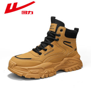 Casual High-Top Mens Martin Boots American Motorcycle Style Spring Autumn Work Shoes Warrior Brand Fabric Lined Mid-Calf Boots
