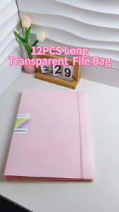 Long Envelope File Bag for Binder 12Pcs Transparent Loose Leaf File Pouch Document Organzier Sheet Protector Office