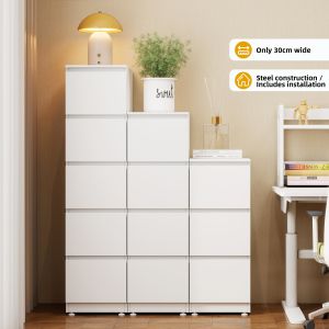 Steel Narrow Corner Storage Chest Drawer Cabinet