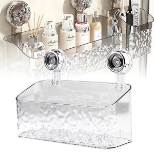 Shower Caddy Suction Cup Storage Rack Clear Acrylic Shower Shelves Glacier Water Ripples Corner Shelf For Bathroom Accessories
