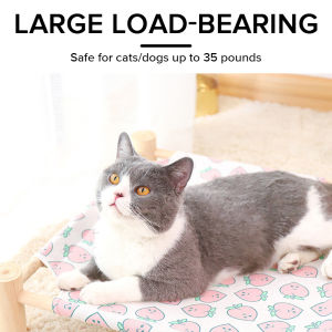 Pet Hammock Cat wood bed Dog Cat Portable Bed Washable Pet Dog Cat Hammock Bed Summer Cool Hanging Mat Bed Detachable Wooden Camp Bed Pet Accessories