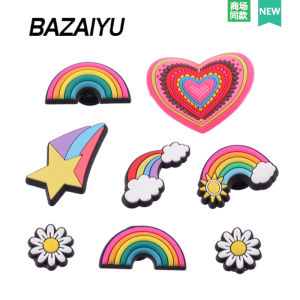 Ba Zi Fish Hole Shoe Buckle Accessory Rainbow Series Shoe Flower Suitable for Crocs/Crocs High-End Feeling Shoe Clip Part