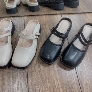 Giày sục nữ giày 2 quai nữ mũi vuông da mềm đế 2p thời trang