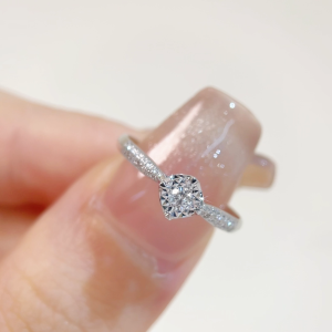 LAZO DIAMOND  Side Pavé Miracle Set Diamond Ring in 9k White Gold