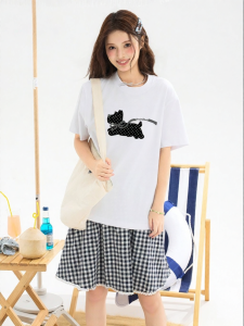 Gbiaior | Cute Cartoon Puppy Printed Loose Short Sleeve T-shirt