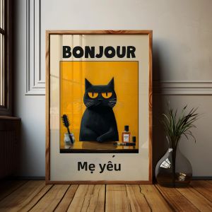 1 PC Mèo Đen Ăn Sáng Nghệ Thuật Poster Phong Cách Retro In Canvas Unframed Phòng Ăn Phòng Ngủ Trang Trí Treo Tường Chủ Đề Động Vật Nhà Bếp Nghệ Thuật