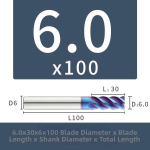 Stainless Steel Tungsten Carbide 4-flute Extended Coated CNC Tool 65 degrees