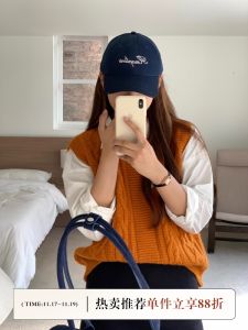 Blue Baseball Cap Womens Versatile Wide Brim Hat Face Slimming Retro Style Cotton Casual Hat for Travel And All Seasons