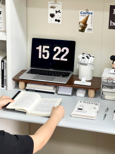 Elevated Laptop Stand Desk Organizer Office Workstation Display Holder Multi-layer Non-punching Desktop Storage Rack