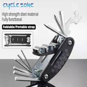 Portable 16-in-1 Bike Repair Tool Kit Folding Allen Key Socket Screwdriver Set for MTB Road Bicycle Emergency Maintenance Tools