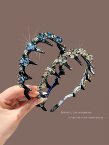 Elegant Water Diamond Hairband Womens High Hairline Pressed Hair Headband 2025 New Style Vintage Temperament Hair Ties Summer