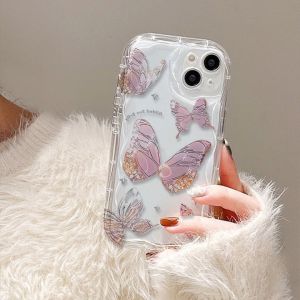 Shine Butterfly Compatible for IPhone 15 Plus 11 14 13 12 15 Pro Max XR X XS Max 15 7Plus 8plus Wavy Curved Edge