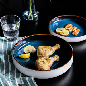 Deep Nordic Ceramic Blue Creative Dinner Plate