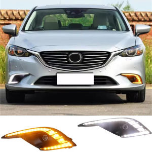 2 Đèn LED Chạy Ban Ngày DRL Cho Mazda 6 Atenza 2016-2018 Xi Nhan Vàng Đèn Sương Mù 3000LM Chống Nước IP67 6000K-7000K
