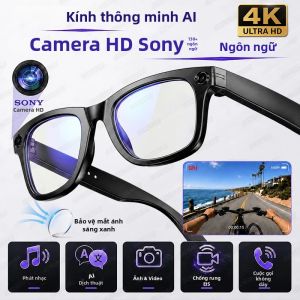 GUHUAVMI | Kính Thông Minh AI 2026 Quay Phim 4K POV Camera 8MP Hỗ Trợ Dịch Thuật 130+ Ngôn Ngữ Tính Năng Gọi Bluetooth Dành Cho Nam & Nữ