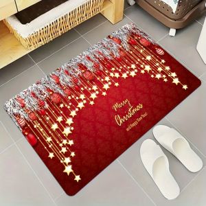 VIKAMA Christmas Kitchen Carpet Non slip Machine Washable Water Absorbing Quick Drying Kitchen Foyer Festival Decoration