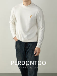 PERDONTOO | Warm Wool Silk Velvet T-shirt Half-high Collar Long Sleeve