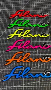สติกเกอร์โลโก้ Grand Filano / โลโก้ Grand Filano สีเรืองแสงสะท้อนแสง (1 ชุด ได้ 2 ชิ้น) *สั่งทำสีพิเศษได้*