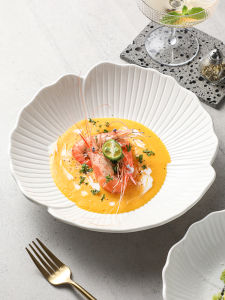 White Elegant Plain Ceramic Bowls and Plates