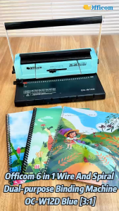 Wire and Spiral Binding Machine Officom OC-W12D 6-in-1 Dual Binder 3:1 Pitch for Notebooks and Reports