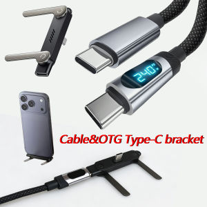 USB-C Cable Holder 240W Digital Display Screen Type-C Fast Charge Cord For iPhone17 Xiaomi Android Phone C-C OTG Bracket Adapter