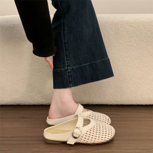 XUJIA | French Woven Mary Jane Slippers Easy Slip-On Pregnant Women Lazy Summer Wear